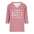 thumbnail image 4 of Shadoumai Valentines Shirts for Women 3/4 Sleeve V Neck Valentine Shirt Valentina's Day Gift Cute Love Heart Graphic Tee Tops, 4 of 4