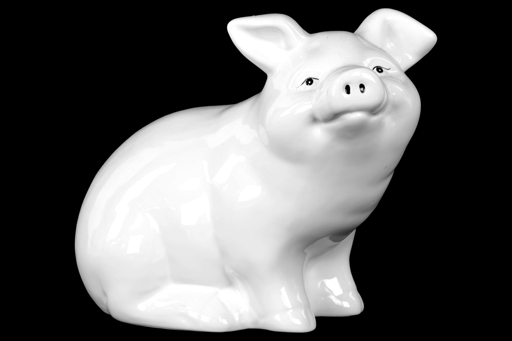 Urban Trends Collection Ceramic Pig Figurine Gloss Finish White