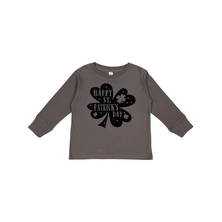 

Inktastic Happy St. Patrick s Day Shamrock Silhouette in Black Boys or Girls Long Sleeve Toddler T-Shirt