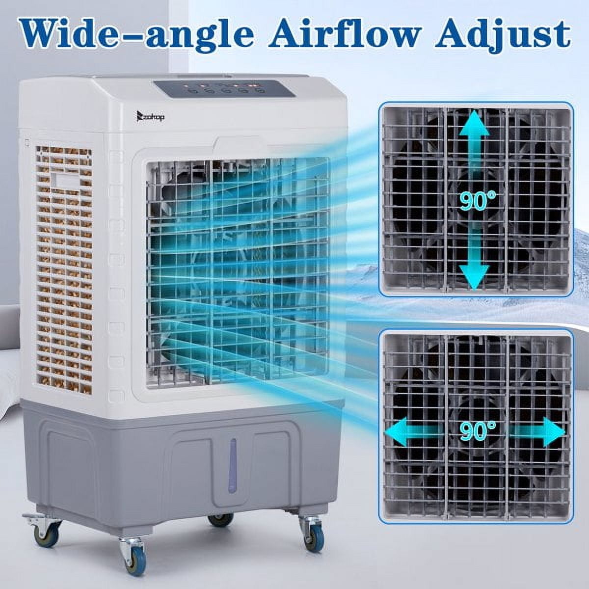 Swamp Cooler,2647CFM Portable Evaporative Air Cooler for Room Garage Patio,3-in-1 Air Cooling Fan for Outdoor Indoor ,10.57 Gal Large Water Tank & Scroll Casters,3 Speeds,4 Ice Boxes,12H Timer,Remote