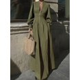 thumbnail image 6 of Olive Green Long Sleeve Zipper Front Maxi Dress For Women, Elegant Casual Style, 6 of 6
