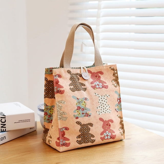 Bolsa de lona para lonchera, bolsa de gran capacidad para el almuerzo, bolsa para el almuerzo para trabajadores de oficina, bolsa para llevar arroz en la mano, linda momia con bolsa de arroz