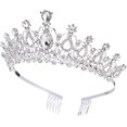 thumbnail image 2 of Coronas y tiaras de cristal con peine para niña o mujer, cumpleaños, Navidad, fiesta de Halloween, regalos de San Valentín, tiaras de boda Rojo Verde, 2 of 5