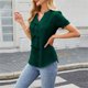 thumbnail image 3 of Tops de Color Sólido para Mujeres Manga Corta V-Cuello Correa Suéter Casual Top 95% Poliéster 5% Spandex, Nueva Blusa de Moda para el Uso Diario, 3 of 8