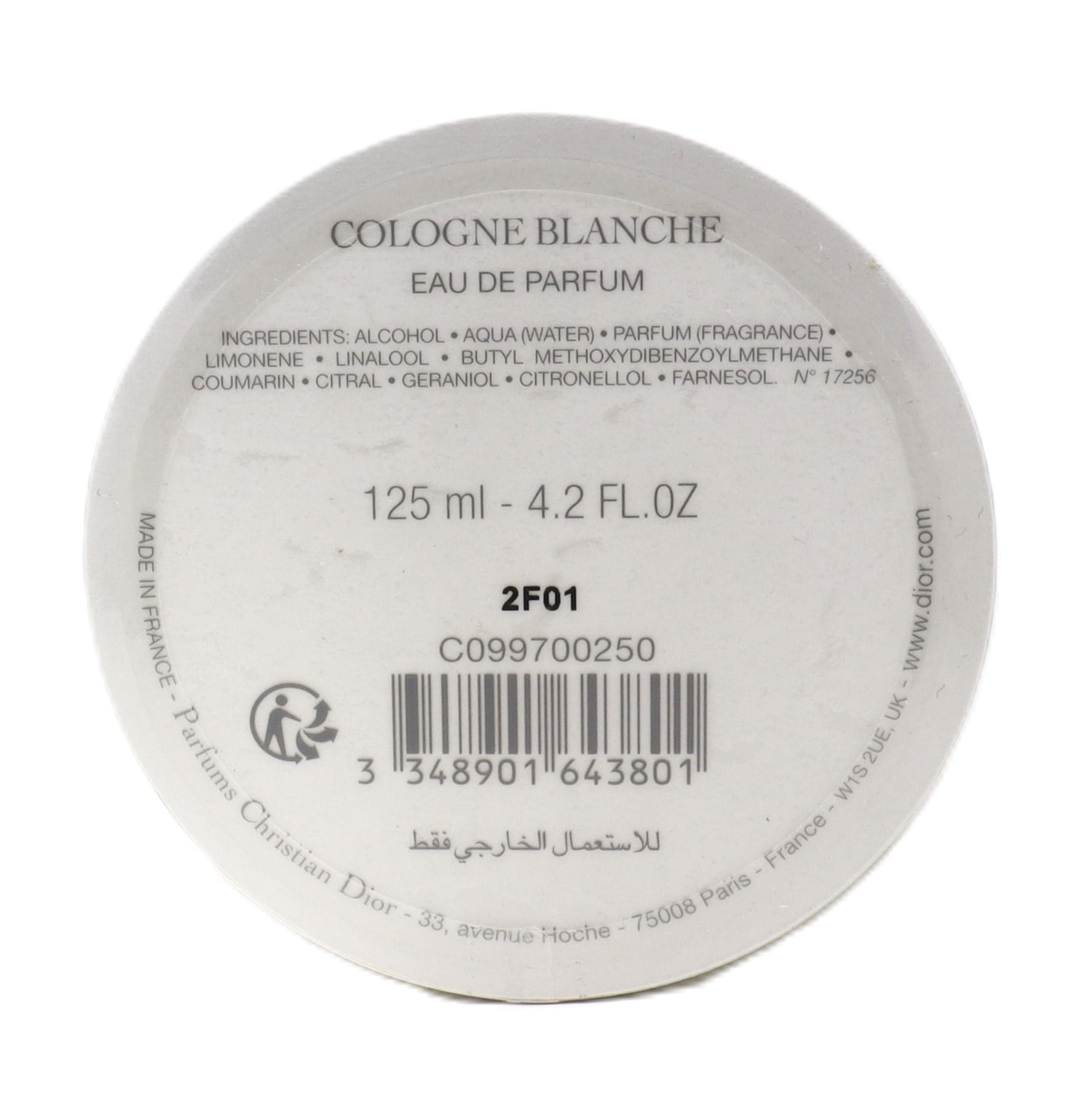 Dior Cologne Blanche Eau De Parfum Spray For Unisex 125ml