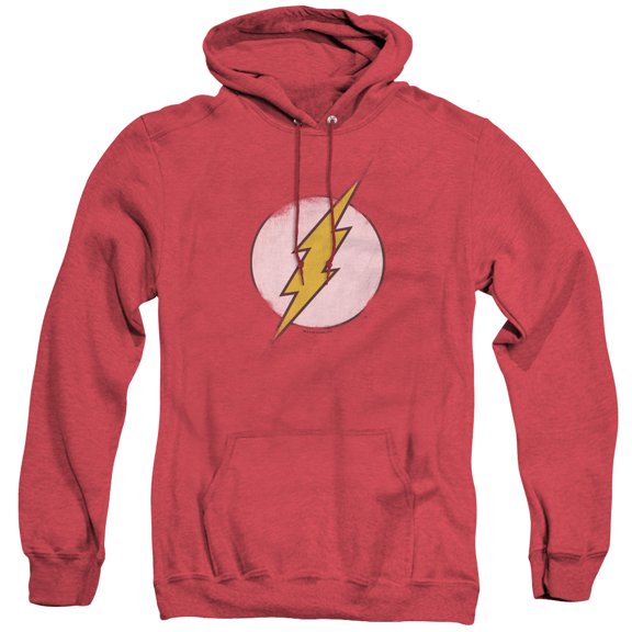 DC Comics Flash Rough Flash Logo Adult Heather Hoodie Sweatshirt Red