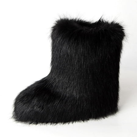 

Women s Faux fur Boots Winter -Calf Warm Snow Boots Fuzzy Fluffy Furry Comfy Short Boots Indoor Outdoor Flat Boots