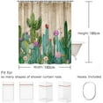 thumbnail image 5 of Cactus Shower Curtain Tropical Plant Green Leaf Succulent Pink Flowers Rustic Gray Wooden Barn Door Shower Curtains Southwestern Mexican Desert Style Bathroom Curtain 12 Hooks 72X72inch, 5 of 6