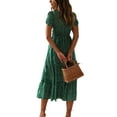 thumbnail image 2 of Daeful Robes Femmes Robe Chemise Manches Courtes Plage Col Carré Robe d'Été Verte TG, 2 of 9