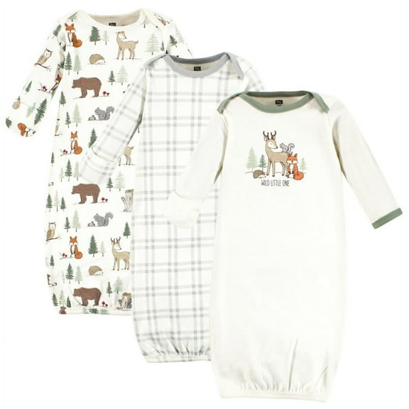 Hudson Baby Gowns, Forest Animals, Preemie, 3- Piece