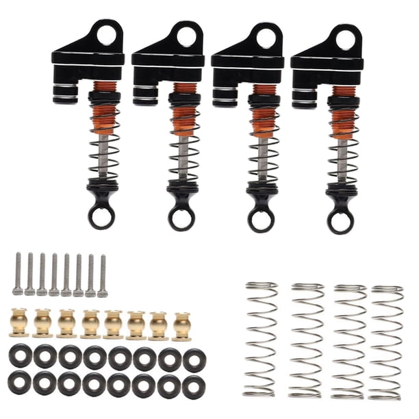 4 amortiguadores metálicos para modelos RC Crawler para Axial SCX24 90081. Negro