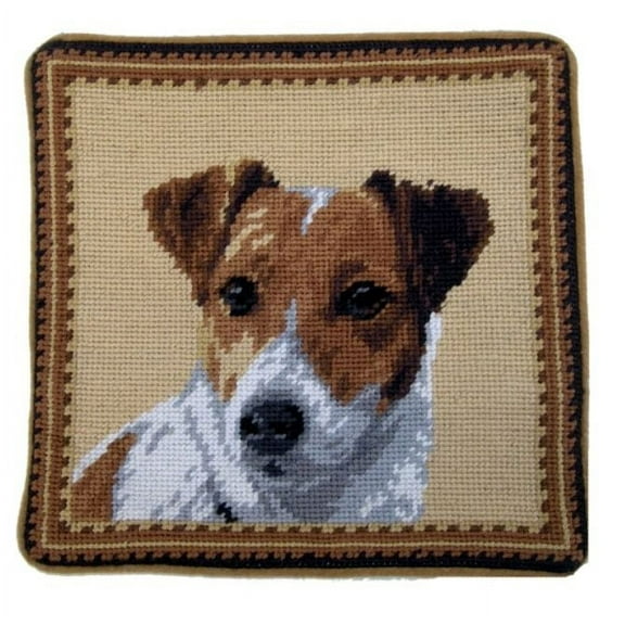 Jack Russell Dog Needlepoint Pillow 10"x10"