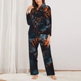 thumbnail image 2 of Disketp Blue and Red Roses Artwork Pajamas Set Long Sleeve Sleepwear Womens Button Down Nightwear Pj Sets-{designName}-Large, 2 of 7