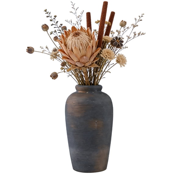 Rustic Ceramic Vase, 11 Inch Farmhouse Decorative Tall Vase, Vintage Flower Vases Table Centerpiece for Home, Living Room, Entryway, Fireplace Decoration