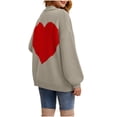 thumbnail image 6 of Lovskoo Cardigan Sweaters for Women Casual Love Pattern Long Sleeve Solid Patchwork Coat Cardigan Blouse Gray, 6 of 7