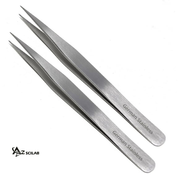 4.75" Long Nose Narrow Straight Beading and Gemstone Handling Tweezers - 2 Pcs