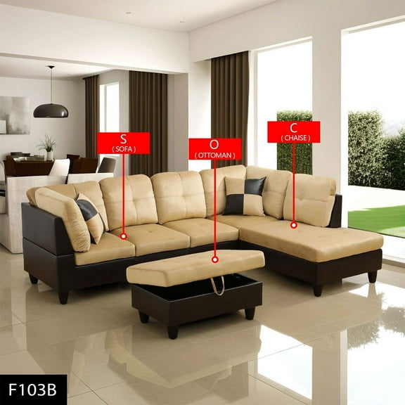 Lifestyle Furnitures 3 pieces sectional sofa