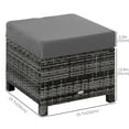 thumbnail image 3 of Outsunny Patio Rattan Ottoman with Cushion and Metal Frame for Garden, Grey, 3 of 10