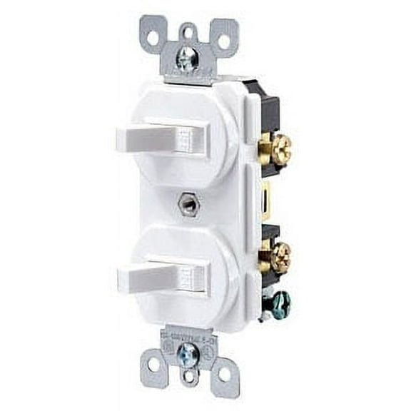 Leviton 5224-2A 15 Amp, 120/277 Volt, Duplex Style Single-Pole / Single-Pole AC Combination Switch, Grounding, Almond