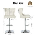 thumbnail image 4 of Bar Stools Set of 4, Adjustable Velvet Counter Barstools with Botton Tufted Back Swivel Upholstered Comfy Chairs Lion Head Pull Ring Silver Base for Kitchen Island, Dining Room, Cream, 4 of 10
