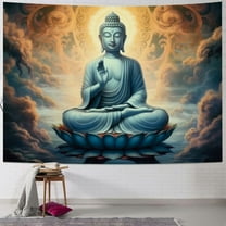 PRATYUS Buddha Tapestry Wall Art Zen Statue Textured Print With Lotus Flower For Buddhism Prayer Wall Decor Inspirational For Spa Yoga Room Home Decorations for Bedroom Dorm 40x30inch