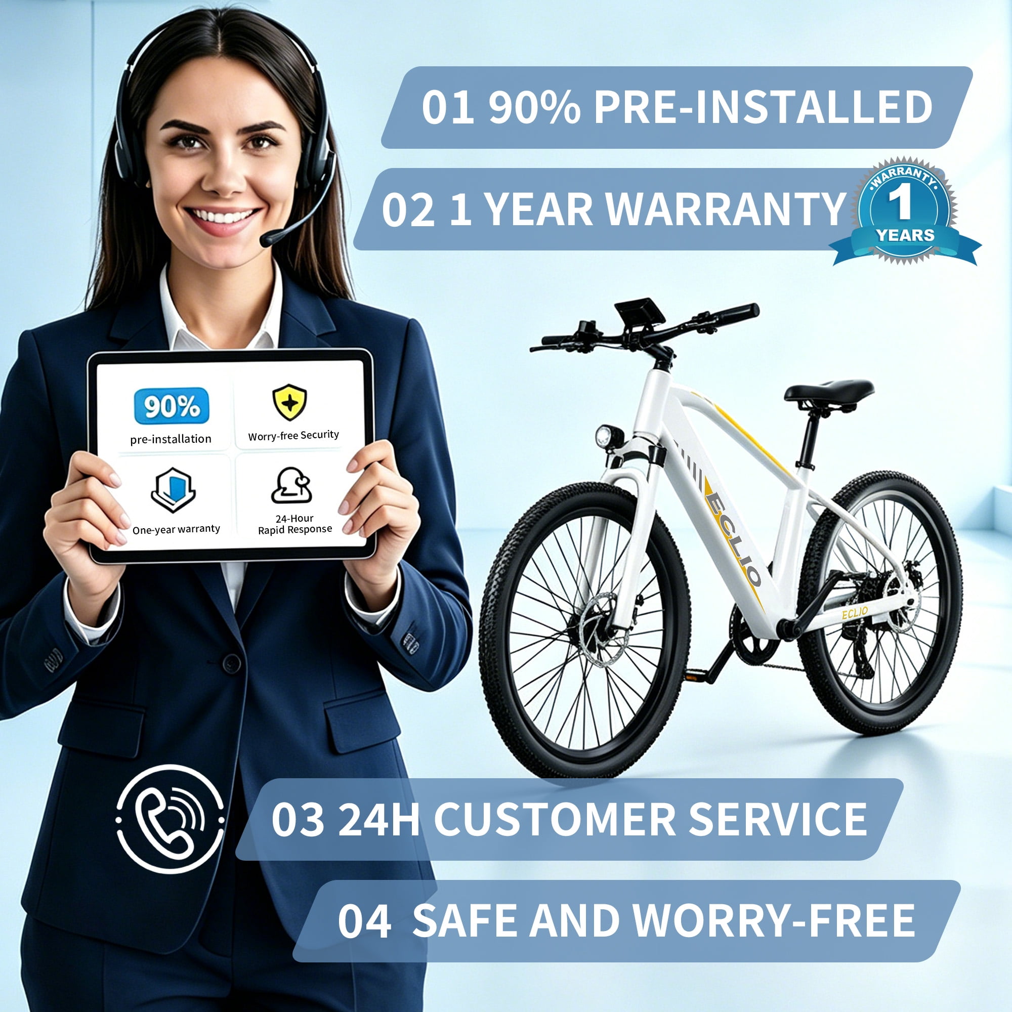 26 inch Adult Electric Bike, 750W Peak Commuter Ebike, Electric Mountain Bike 50 Mile Range, 20 mph, 7-Speed,UL2849 - White