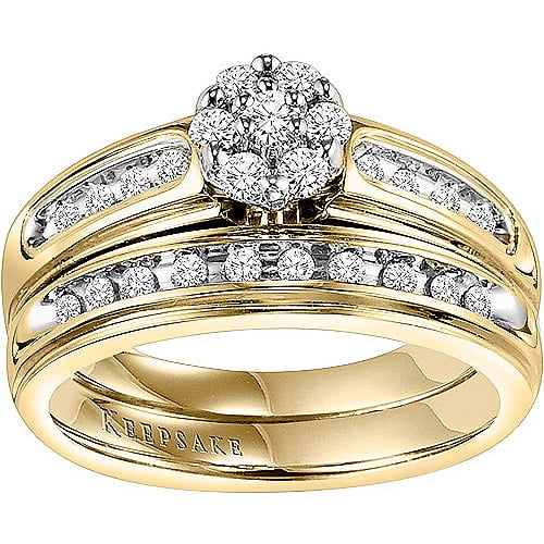 Keepsake Inspiring 3 8 Carat T.W. Certified Diamond 10kt Yellow Gold Bridal Set by Frederick Goldman Inc.