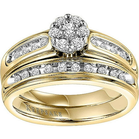 Inspiring 3/8 Carat T.W. Certified Diamond 10kt Yellow Gold Bridal Set