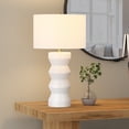 thumbnail image 4 of Evelyn&Zoe Carlin 27" Tall Ceramic Table Lamp with Fabric Shade, Matte White/White, 4 of 6