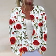 thumbnail image 1 of Cárdigan holgado informal con estampado de manga larga y botones para mujer, chaqueta de punto, top de poliéster para mujer, 1 of 5