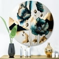 thumbnail image 2 of Designart "Euphoric Poppy Floral in Gold and Blue" Floral Poppy Metal Round Wall Decor, 2 of 5