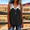 thumbnail image 4 of ClodeEU Women's Lace Trim V Neck Sleeveless Tank Top, Casual Loose-Fit Blouse, Soft Summer Cami with Lace Black,Women's Plus L, 4 of 6