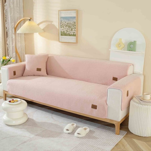 Holloyiver Fleece Sofa Cover, Super Soft Funny Fuzzy Sofa Couch Covers, Warm Plush, Non-Slip Sectional Sofa Slipcover Furniture Protector for Kids, Pets (Pink, 25"x 35")