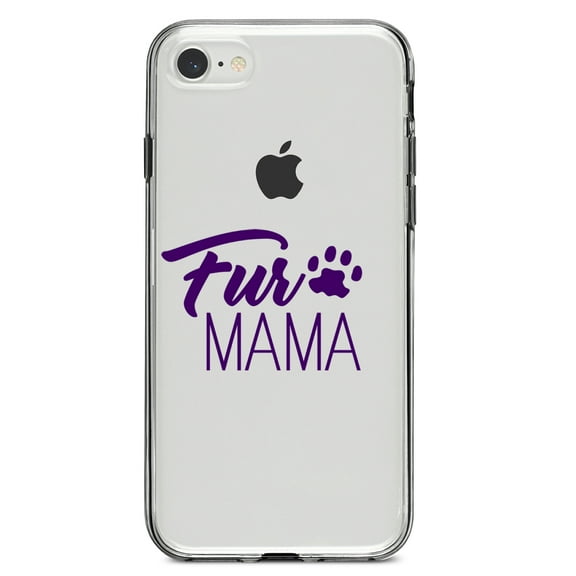 DistinctInk Clear Shockproof Hybrid Case for iPhone 7 8 SE (2020 Model) 4.7" Screen TPU Bumper Acrylic Back Tempered Glass Screen Protector - Fur Mama - Dog Paw