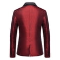 thumbnail image 6 of Men's Slim Fit Peaked Lapel Tuxedo Blazer Embossed Performance Formal Wear Printed Flap Pockets Suits for Prom Party Event Banquet Nightclub Ceremonies Photo, 6 of 9