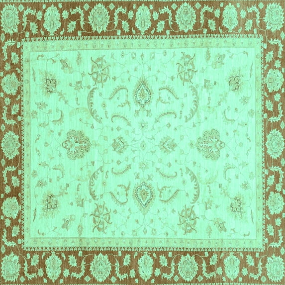 Ahgly Company Indoor Square Abstract Turquoise Blue Modern Area Rugs, 6' Square