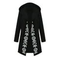 thumbnail image 6 of Babysbule Womens Coats Clearance Women Long Sleeve Punk Moon Print Hooded Black Cardigan Jacket Coat Plus Size, 6 of 9