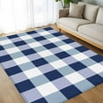 thumbnail image 4 of Navy Blue White Buffalo Check 5x8 Area Rugs, Farmhouse Plaid Modern Geometric Non-Skid Rubber Backing Large Rectangle Rugs - Living Room Bedroom Home Office, Indoor Floor Mat Carpets Washable Rug, 4 of 9