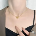 thumbnail image 4 of Bow Necklace Women's Bowknot Choker Necklace 14K Gold Plated Ribbon C Meo B0X6, 4 of 7
