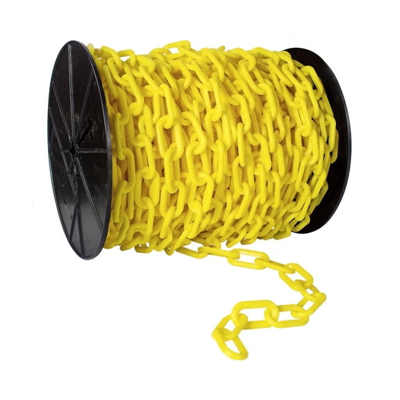2 Inch x 100 Feet Yellow Heavy Duty Plastic Safety Chain Reel