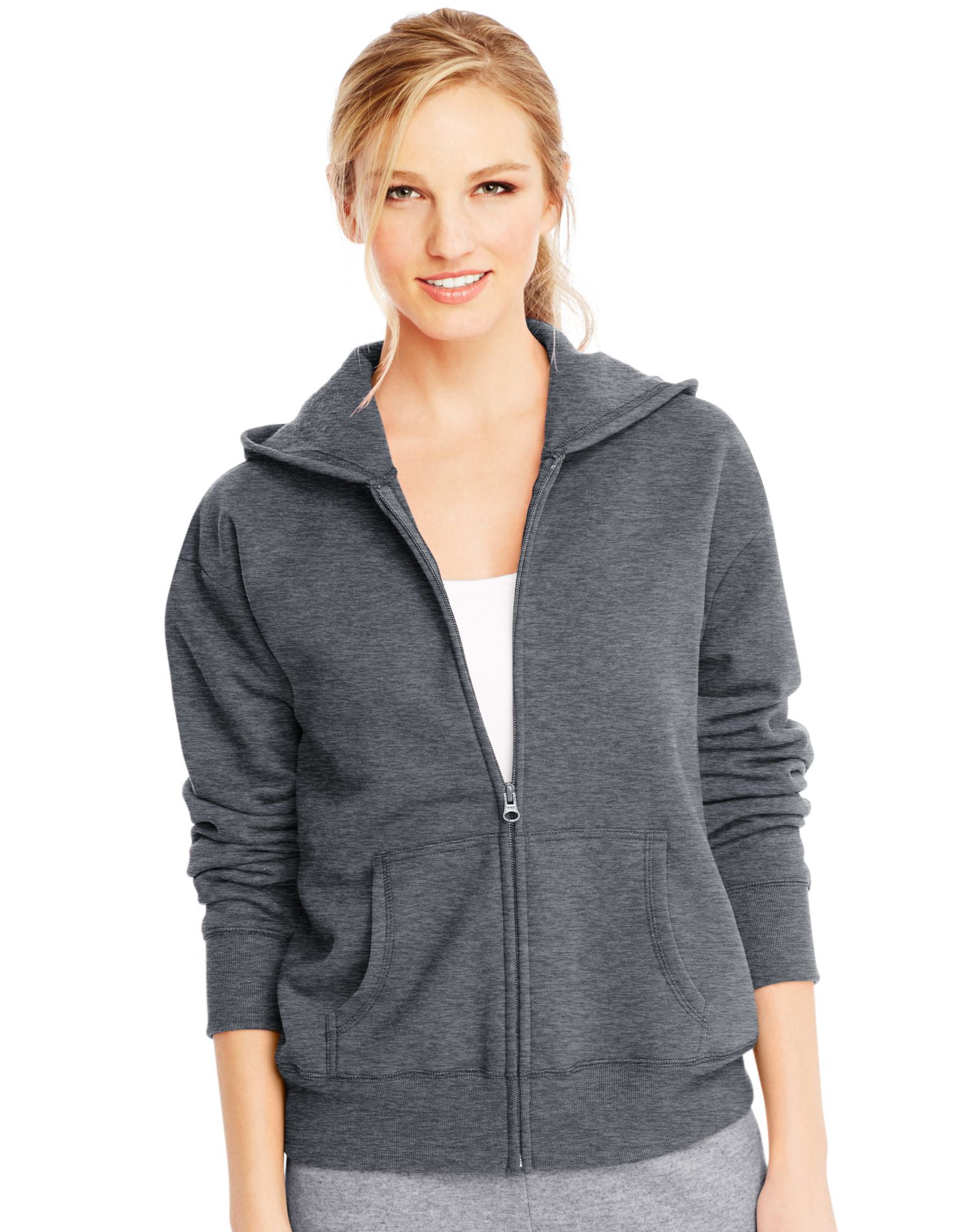 Hanes Womens  Zip Hoodie Sweatshirt  ComfortSoft  EcoSmart Slate Gra NWOT Medium 
