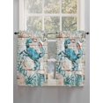 thumbnail image 3 of Tier Curtains 45 Inches Long, Teal Crab Coastal Window Treatment Curtain Drapes, Summer Beach Nautical Starfish Retro Window Half Privacy Curtains for Bedroom Bathroom, 42"x45", 2 Panels, 3 of 7