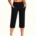 thumbnail image 2 of LEAVINGSUO Capris Pants for Women With Elastic Waist Women's Casual High-Waisted Pocket Cropped Pants Black S, 2 of 7