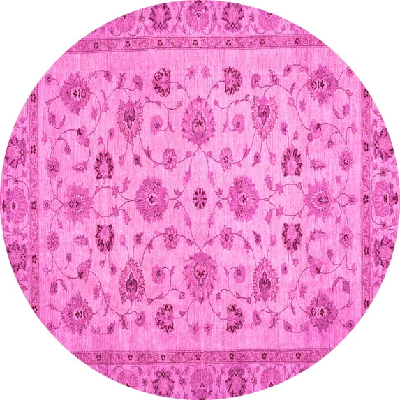 Ahgly Company Indoor Round Oriental Pink Traditional Area Rugs, 7' Round