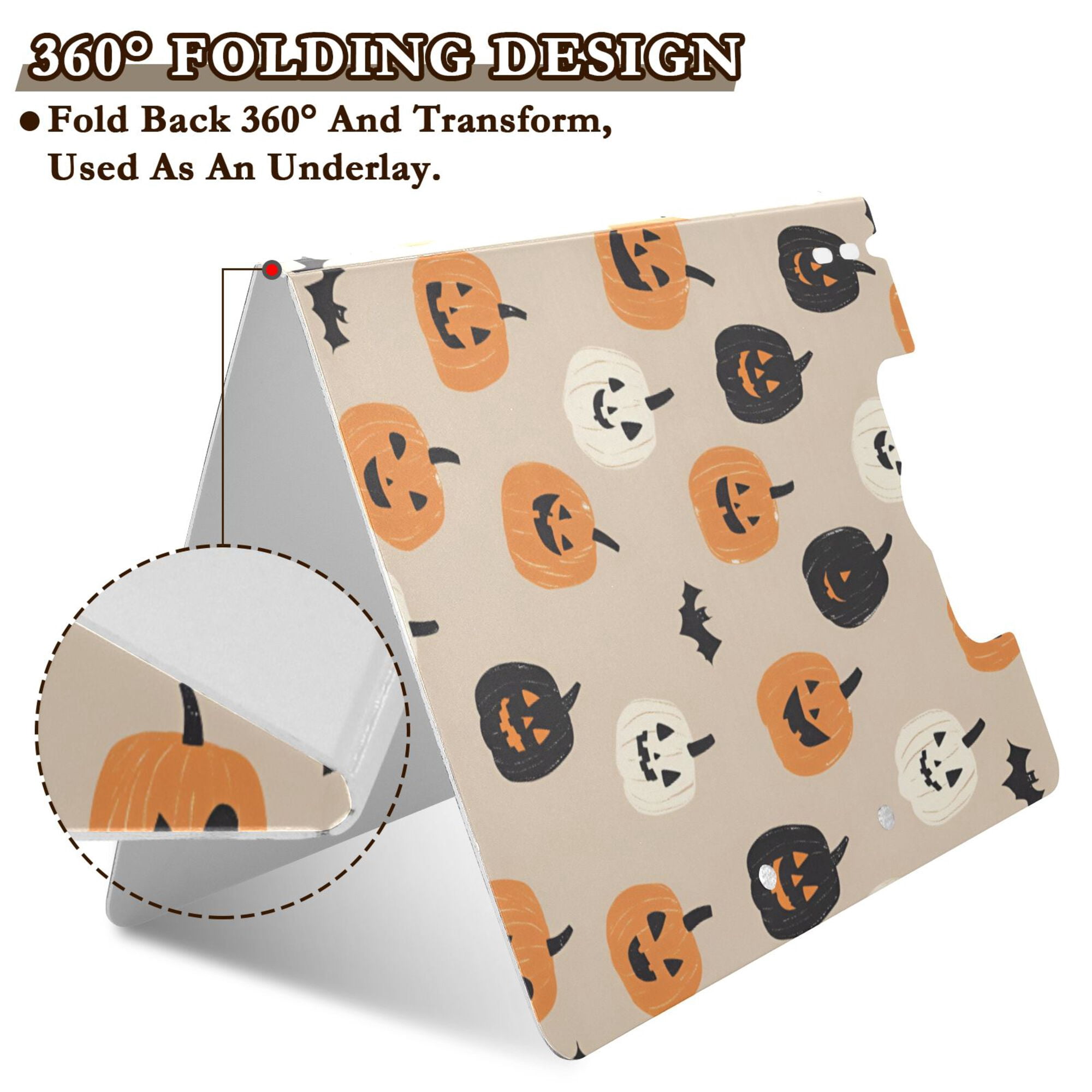 FORMRS A4 Clipboard Folder with Pen Holder Horizontal Foldable School Office Binder, Beige Halloween Pumpkin