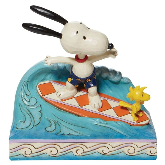 Jim Shore Cowabunga! Polyresin Snoopy Woodstock Surfing 6010114