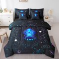 thumbnail image 1 of YST Virgo Celestial Comforter Set, Twin 7-Piece Cosmic Bedding Set, Neon Blue Constellations, Horoscope, 1 of 4