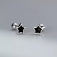 thumbnail image 3 of EOEMY 6mm Black Star Stud Earrings 925 Sterling Silver Womens Jewellery New Screw Back, 3 of 6