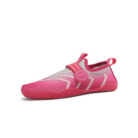 

SIMANLAN Womens Mens Water Shoes Quick Dry Beach Shoe Yoga Aqua Socks Unisex Lightweight Barefoot Slip On Rose Red 7.5