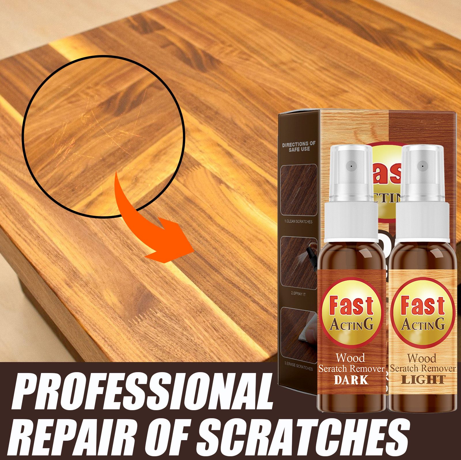 Alvantor Wood Floor Scratch Repair Spray, Furniture Restorer Polish Paint for Hardwood Laminate, 1.05oz+1.05oz